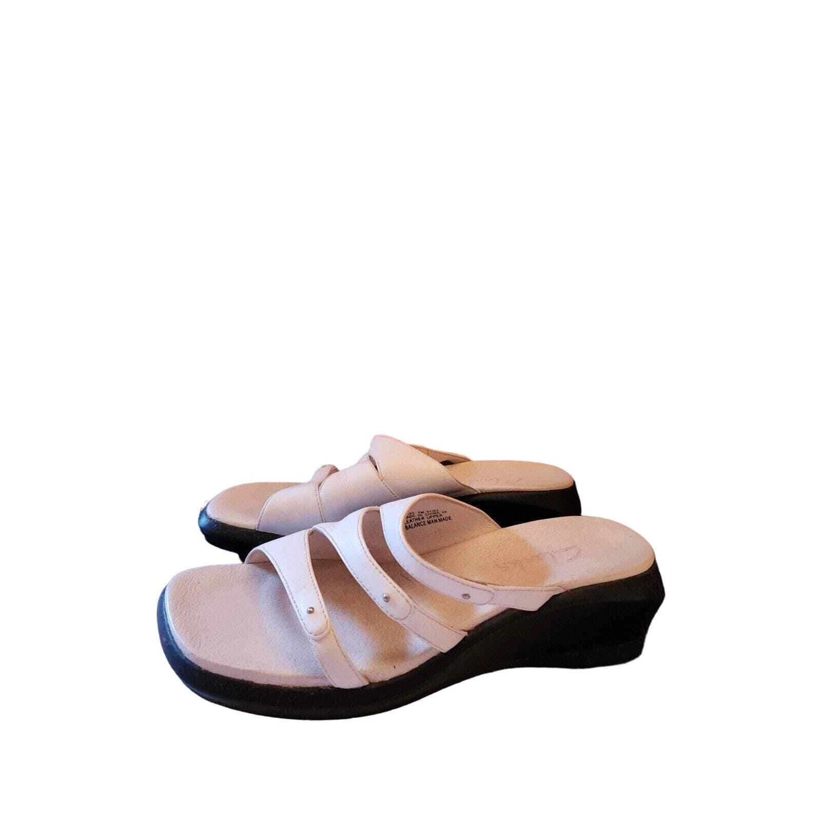 Sandali Clarks donna 7 M in pelle bianca cinturino