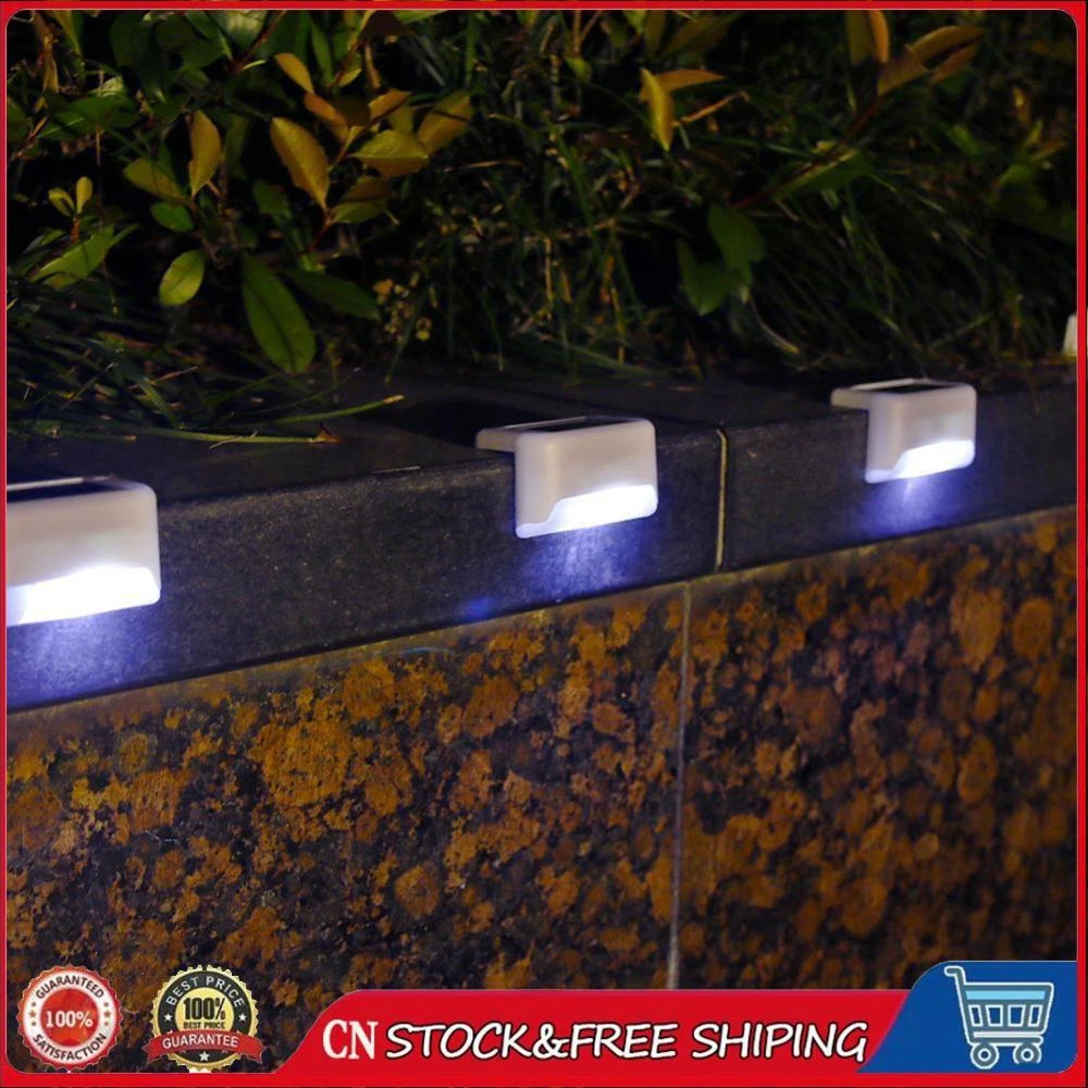 4pcs LED Solar Path Stair Lights Outdoor Garden Landscape Lamp