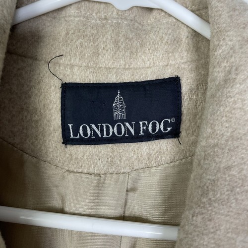 London Fog Women Khaki Tan Wool Blend Peacoat Jacket Long Sleeve Single Breasted - Picture 4 of 15