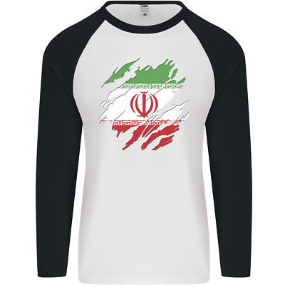 Torn Iran Flag Iranian Day Football Herren L/S Baseball T-Shirt
