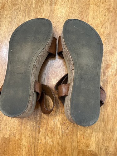 TRUE CRAFT Maybel Brown Faux Leather STRAPPY Cork Platform SANDALS 6 - Picture 7 of 8