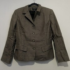 Vintage Liz Claiborne Houndstooth Wool Blazer Made in USA Womens Size 12