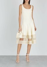 Alexander McQueen Ivory Panelled stretch-knit midi dress, Size S