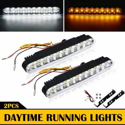 LED Car Daytime Running Light White DRL Driving Lamp Signal Universal Amber 12V