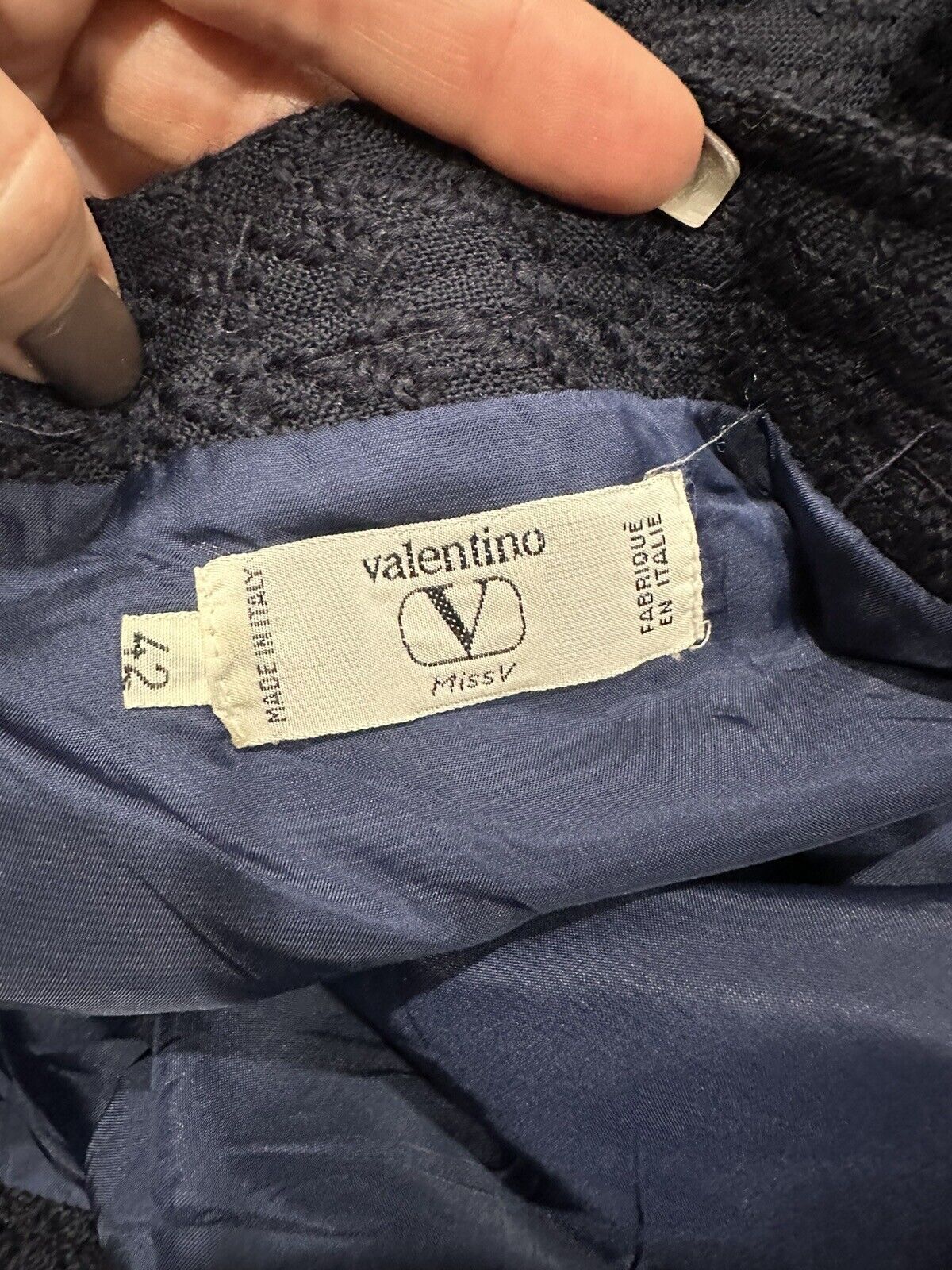Valentino Roma Vtg Italy Pencil Skirt Wool Navy H… - image 9