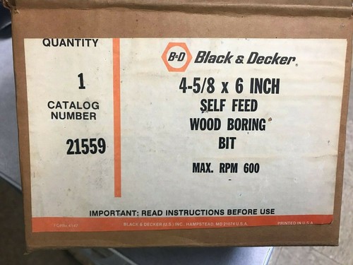 Black and Decker 4-5/8" x 6" Self Feeding Wood Boring Bit - NOS - Picture 2 of 5