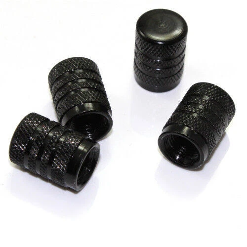4 tapas de válvula de vástago de aire de rueda de neumático de aluminio negro para automóviles-camiones-SUV Foto 3 de 3