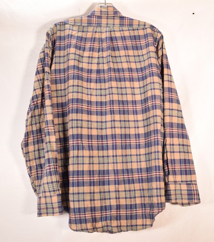 Indian Madras Mens Plaid Hand Woven Button Down Shirt M - Picture 2 of 4