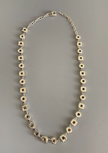 ZINA Beverly Hills Heavy Sterling 21" Hammered Open Geometric Link Necklace 53GR