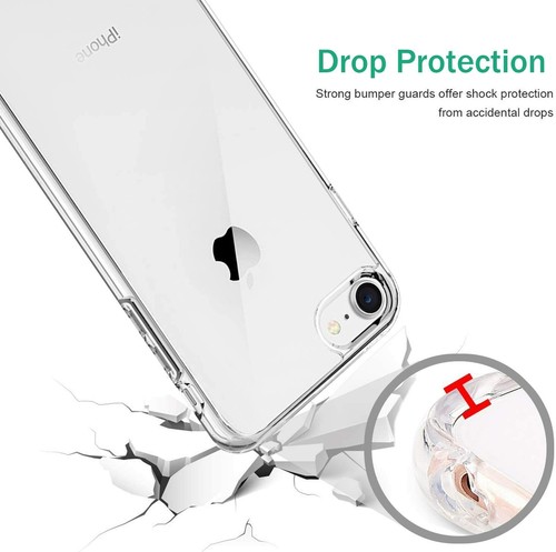 iPhone SE (2nd Gen, 2020) Premium HARD Plastic Transparent Clear Slim Case Cover - Picture 3 of 4