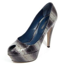 H3212 decollete donna SERGIO ROSSI BLUNT HEEL woman leather shoes grey/black
