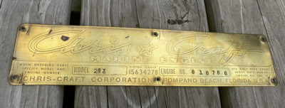 Vintage Chris Craft Boat Engine ID Hull Tag Model 283 Engine 816786