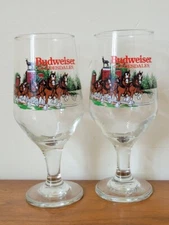 Vintage Budweiser Clydesdales Stemmed Glasses 1991 Anheuser Busch libbey beer