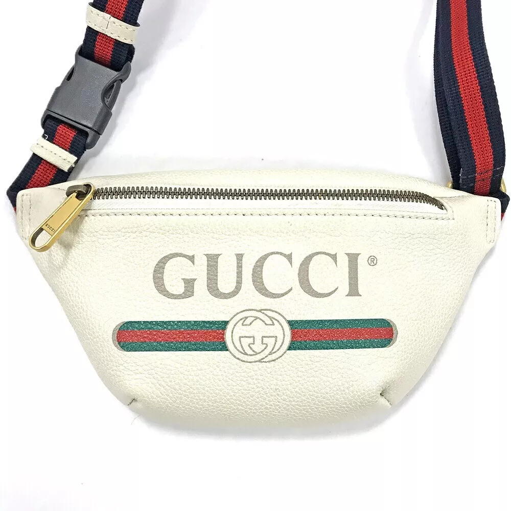 GUCCI 527792 Imprimé Petit Sac Ceinture Pochette Taille Cuir Blanc Femme avec Dust Bag