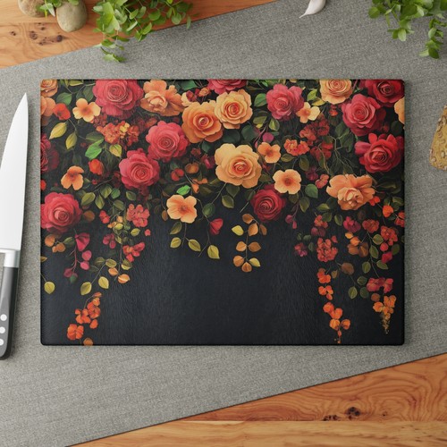 Made in The USA - Tempered Glass Cutting Board, Rose Garden Charcuterie Tray - 第 6/6 張圖片