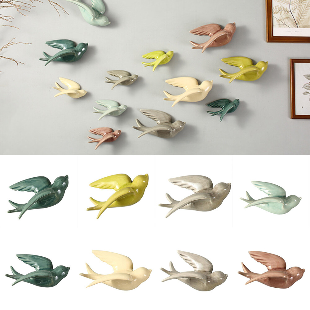 1PCS Ceramic Wall Hanging Birds Simulation Swallows Decor Flying