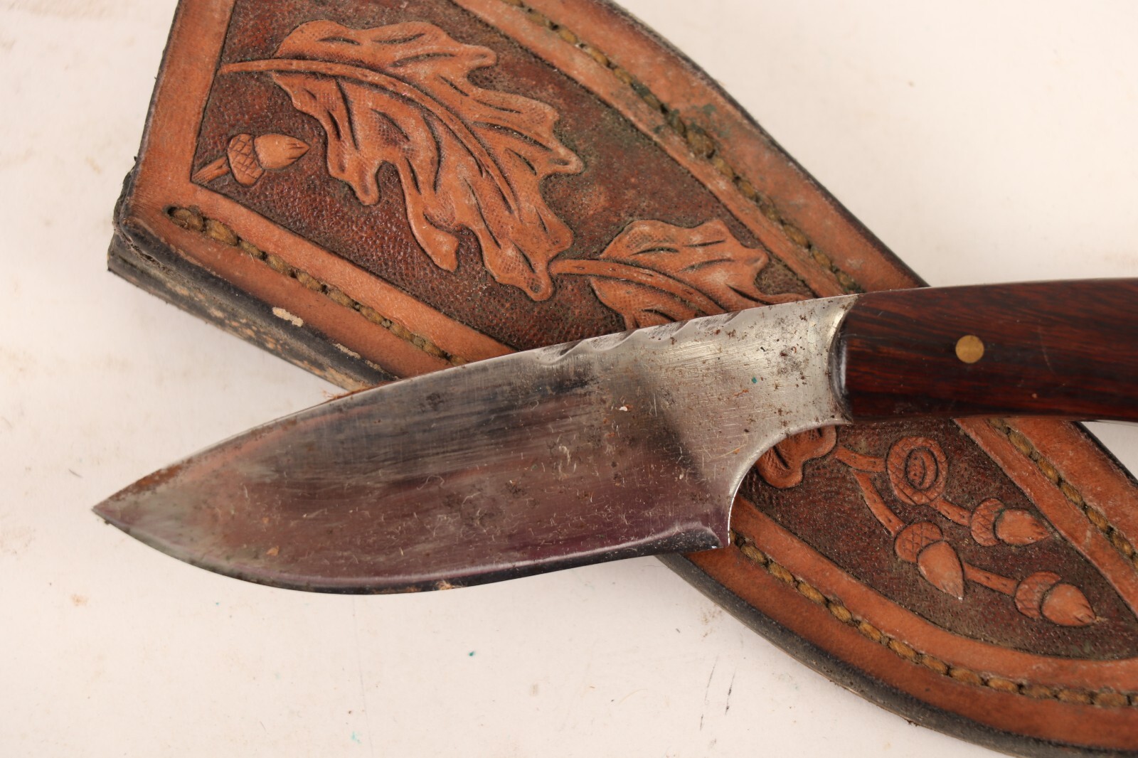 Fixed Blade Trapper Knife Custom Tooled Leather Scabbard eBay