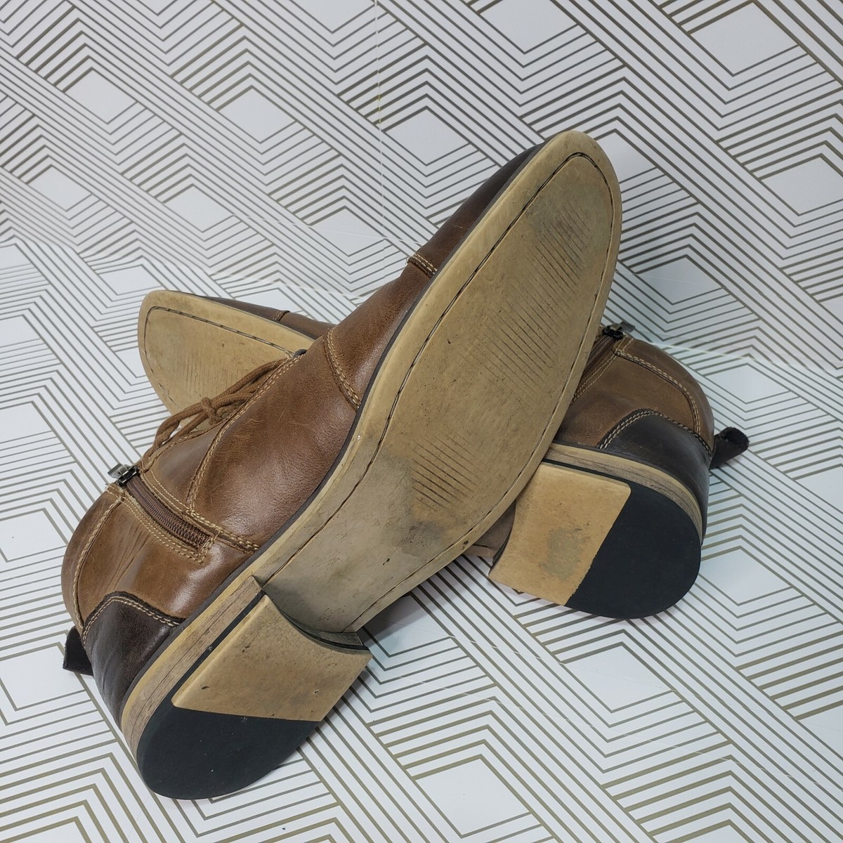 Steve Madden Johnnie Brown Leather Lace Side Zip Mens Dress Chukka Boots Steve Madden Johnnie Brown Leather Lace Side Zip Mens Dress  main image 4