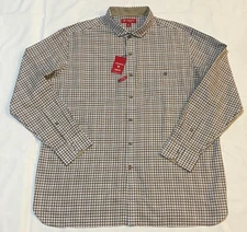 NWT-Daniel Cremieux Men's Slim fit 100% Cotton Shirt Brown check- Size 2XL