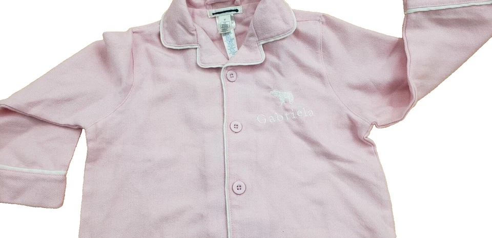 Pottery Barn Kids 粉色睡衣套装 "Gabriela" 尺寸 3T 全新无标签法兰绒上衣和底部 — 第 4/4 张图片