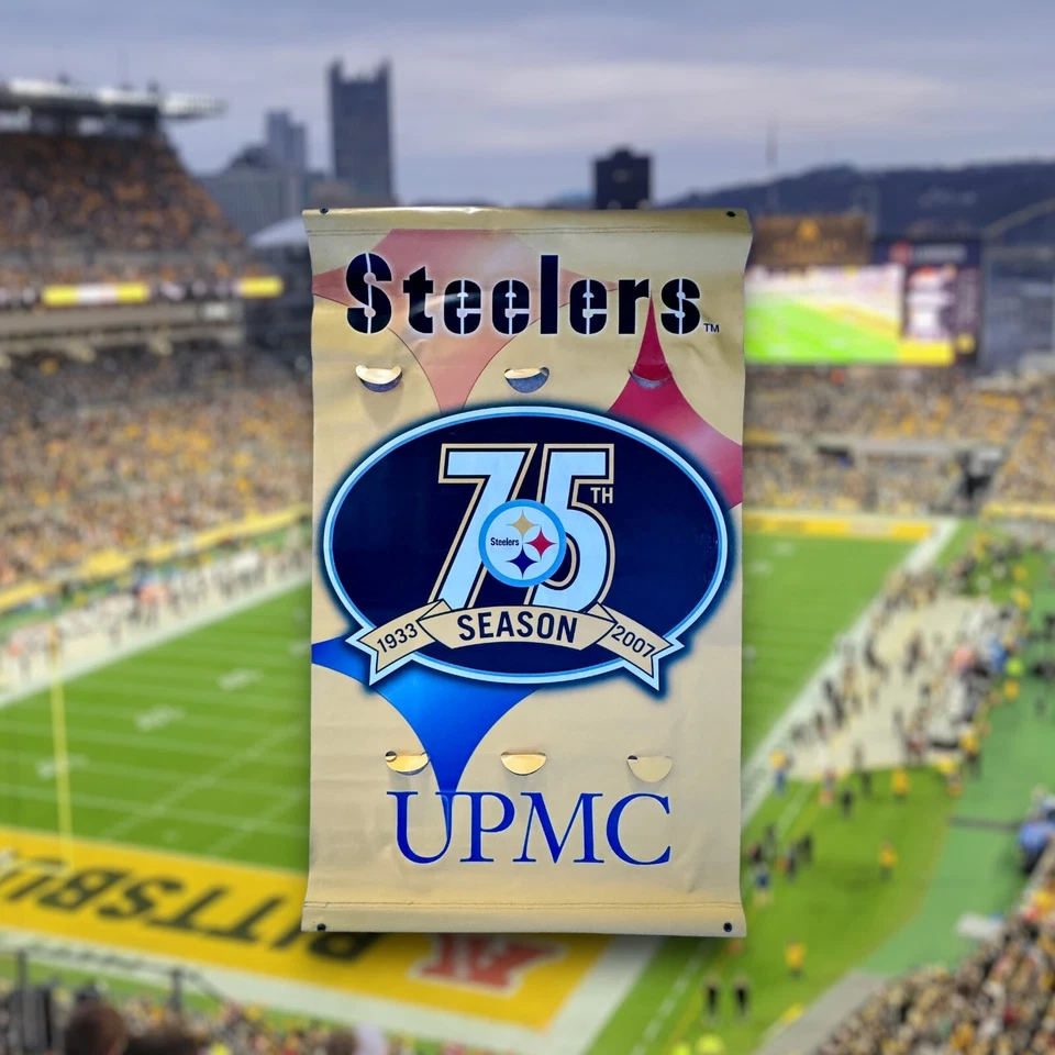 2007 75th Anniversary 48 x 81 Pittsburgh Steelers Stadium Hienz Field Banner - Image 2 of 3