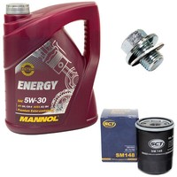 MotoröL ÖLfilter SM148 5W30 5Liter + ÖLablassschraube FüR Toyota Corolla Avensis