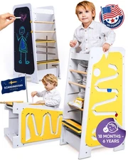 4in1 Toddler Standing Tower 3 Level Adjustable Height [Multifunctional] with ...