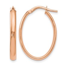 26mm 14k Rose Gold Polished Oval Hoop Earrings LE1050
