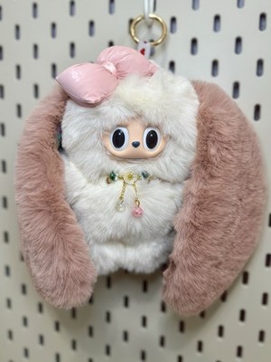 NEW Custom Made MONSTERS PINK CREAM Sequin Bunny Rabbit Plush Pendant Doll