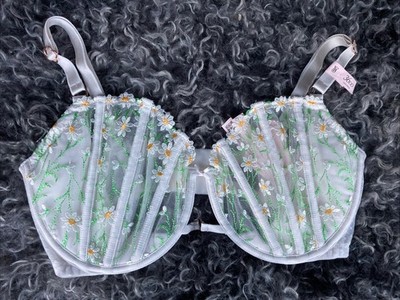 Victoria's Secret Dream Angel Wicked Unlined Daisy Chain Embr Balc Bra 36DD NEW