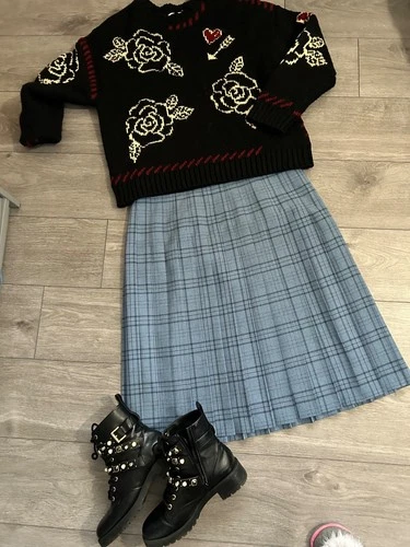 vintage style check print plaid pleated skirt by Honor millburn claudia vibes!