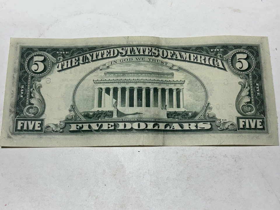 Error Bill-Misprint $5.00. 1977A Circulated And Ungraded And Extremely Nice Cond - Image 4 of 4