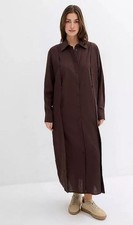 FREEMANS Long Sleeve Shirt Dress in Dark Brown (fmn67-1.1)