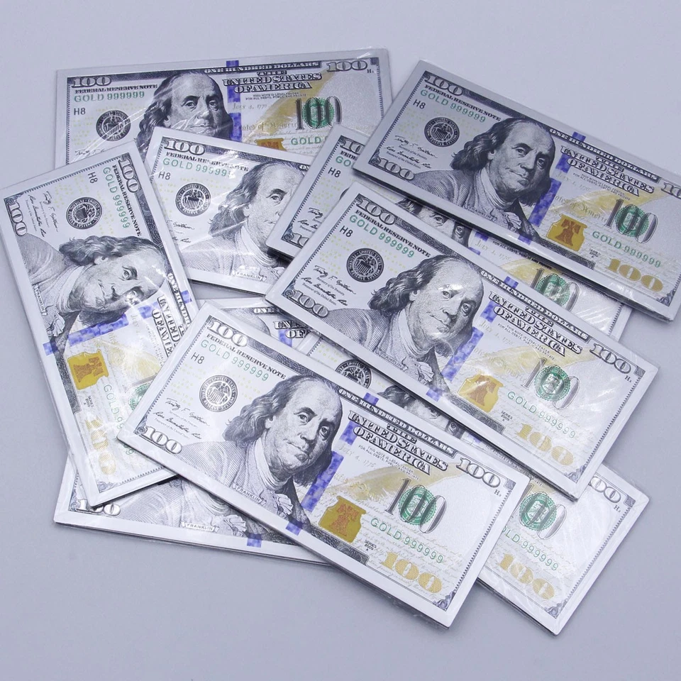 10 conjuntos 70 peças dólar americano cor prata notas artesanato papel moeda adereços presente - Imagem 2 de 4
