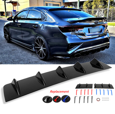 For KIA Forte Optima Rear Diffuser 5 Fins Bumper Lip Splitter Spoiler Body Kit