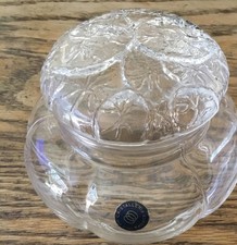 CRISTALLERIA EUROPA ITALY CRYSTAL CANDY/POWDER BOX & Lily pad, lid ￼￼