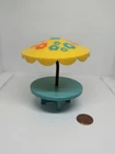 Vintage Fisher Price little people blue/yellow floral umbrella table 909/726