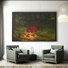 Raspberries in a Wooded Landscape by William Mason Brown Canvas/Poster Wall Art