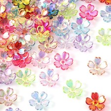 CustomyLife 100pcs Cherry Blossom Beads, 5-Petal, Random Color  Acrylic, AB ...
