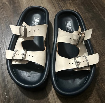 MM6 Maison Margiela Cream and Black Thick Soled Sandals/Unisex Size 10.5W/9M