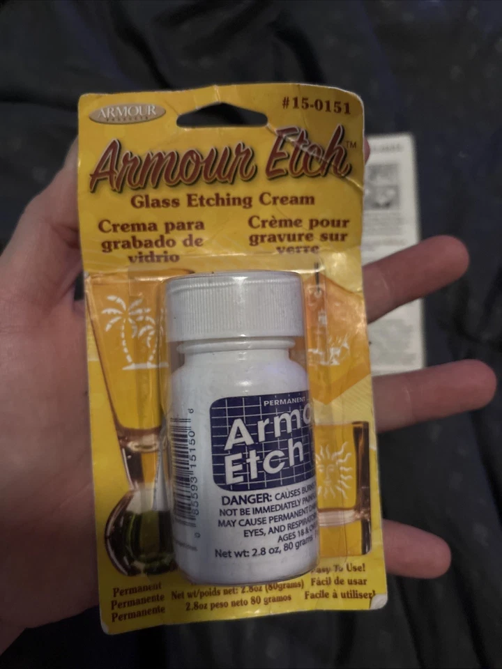 2 NUEVAS botellas de crema para grabar vidrio Armour de 2 a 2,8 onzas. Diseño de arte en vidrio Foto 4 de 4