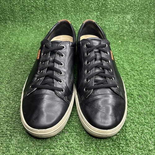 ECCO Soft 7 Men's 11 EUR 45 Black Leather Lace Up Sneakers Shoes - Picture 2 of 12
