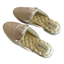 BIRDIES The Phoebe Women's Size 5 Mauve Velvet Slip-On Cushioned Flats Mules