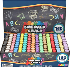 Jumbo Sidewalk Chalk Set Multi-Color 160 Pcs Non-Toxic Washable for Outdoor Fun