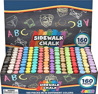Jumbo Sidewalk Chalk Set 160 Pcs Multi-Color Non-Toxic Washable