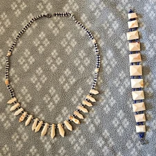 Art Deco Antique Natural Undyed Orange & White Color Coral Bracelet And Necklace