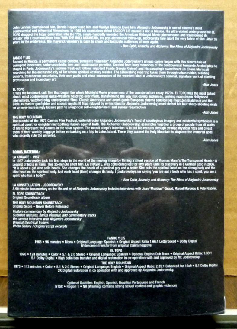 The Films of Alejandro Jodorowsky (DVD, 2007, 4-Disc Set) for sale