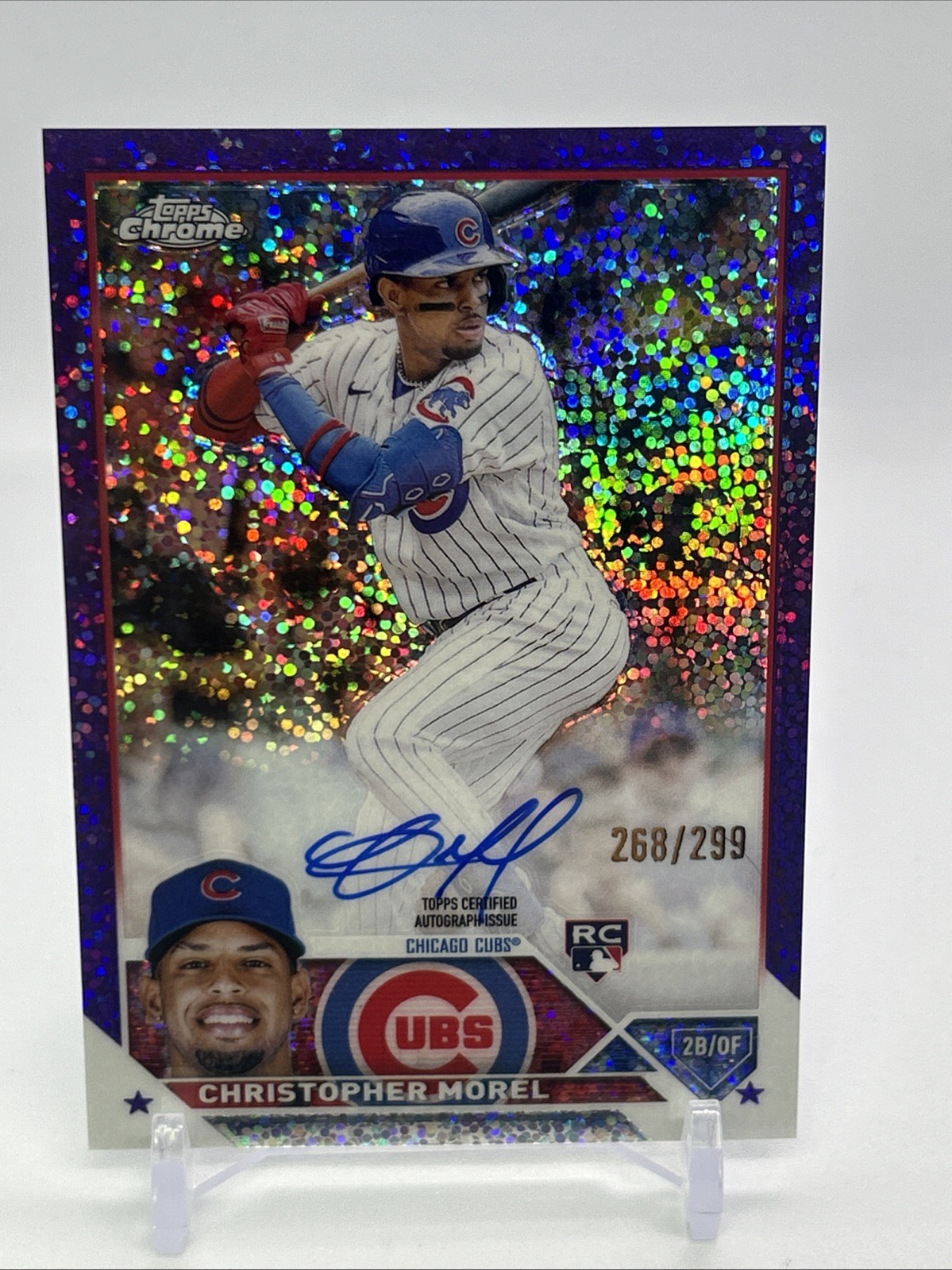 2023 Topps Chrome -  Christopher Morel Purple Speckle Refractor Auto, RC  /299