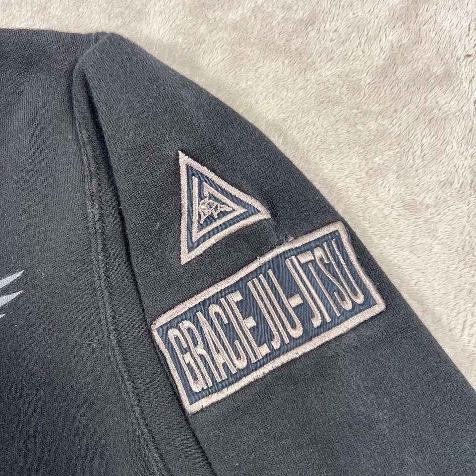 Suéter Gracie Jiu Jitsu Adultos Pequeño Negro Sudadera con Capucha Polar Pullover Gráfico Águila Foto 4 de 4