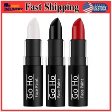 3 PCS Halloween Face Body Paint Cream Stick Set White Black Red SFX Makeup
